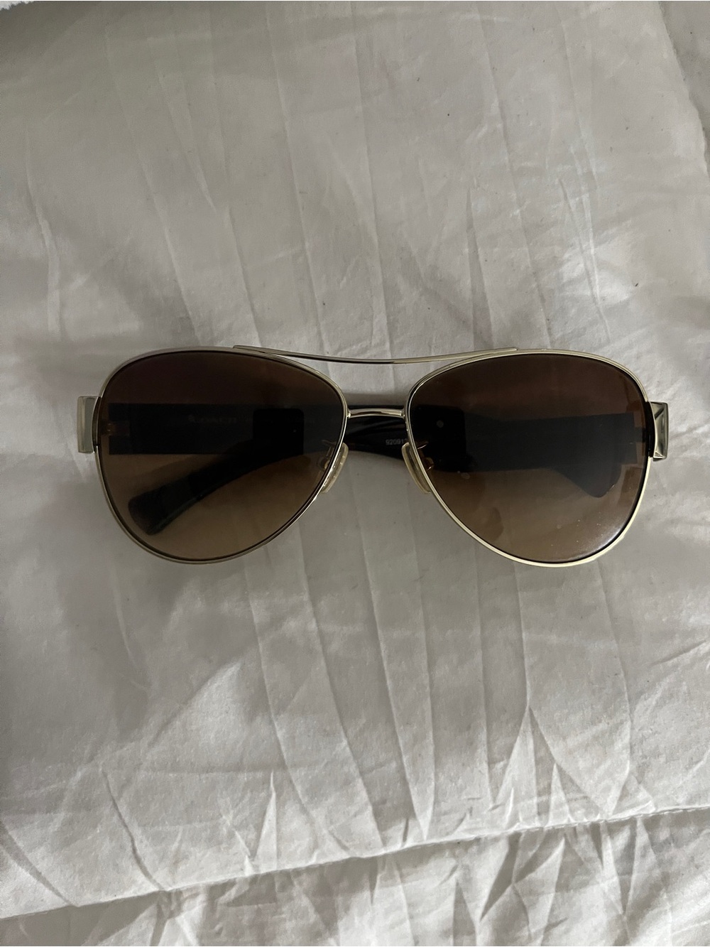Coach Gold Aviator Sunglasses with Brown Lenses
